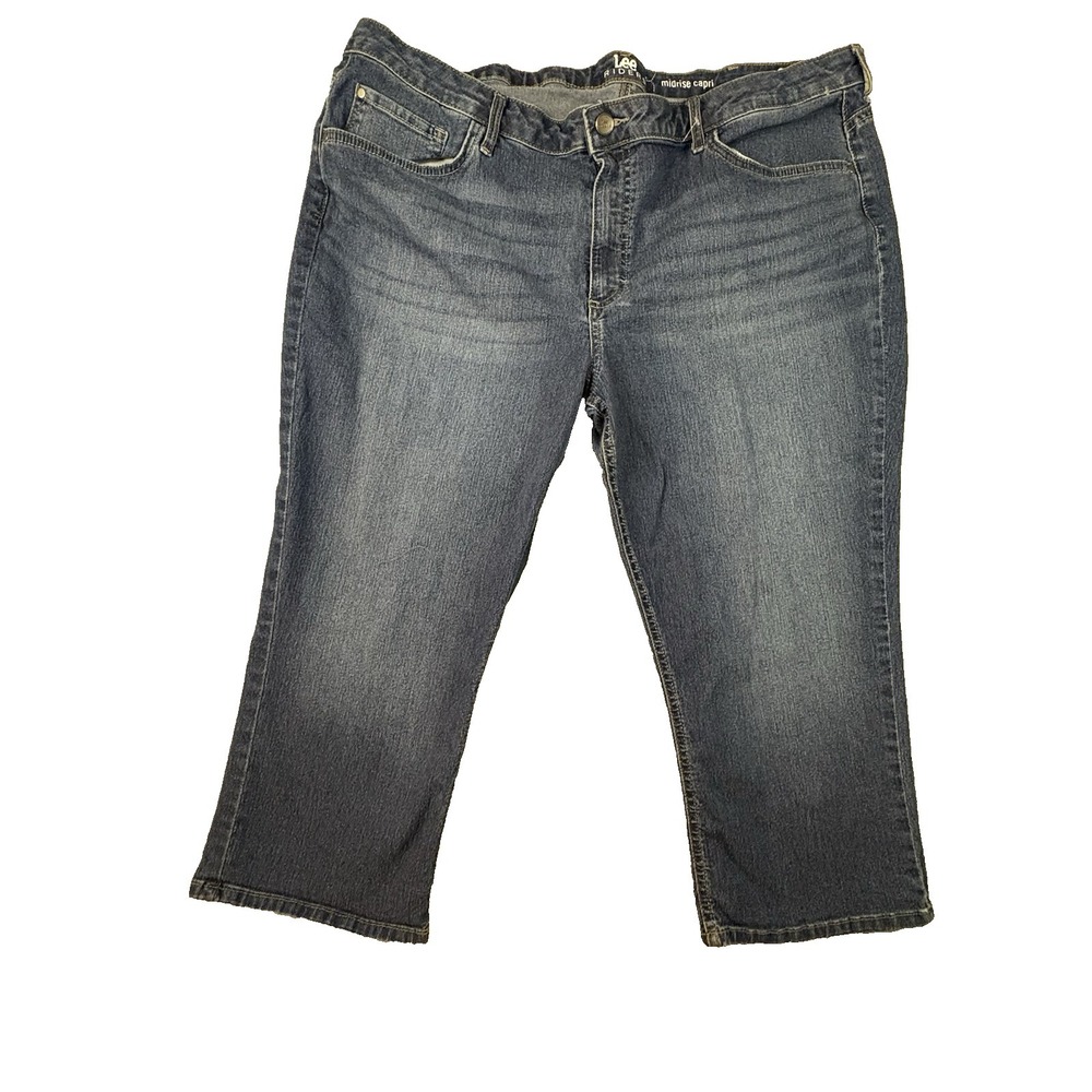 Lee Riders Midrise Capri Women's 42x21.5 Dark Wash Denim Cropped Stretch Jeans